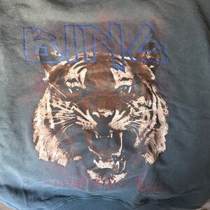Anine Bing Blue Gray Tiger Graphic Sweater